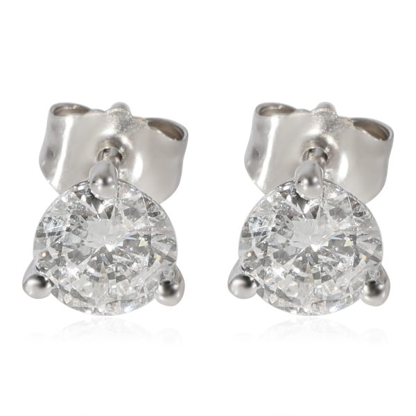 Diamond Stud Earrings 3 Prong in 14K White Gold 101 CTW Diamond Stud Earrings 3 Prong in 14K White Gold 101 CTW