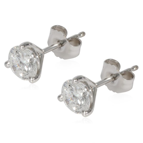 127398 sv Diamond Stud Earrings 3 Prong in 14K White Gold 101 CTW