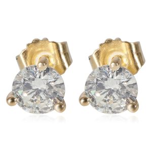 Diamond Stud Earrings 3 Prong in 14K Yellow Gold 101 CTW Cart