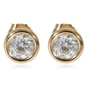 Diamond Bezel Set Stud Earrings in 14K Yellow Gold 102 CTW Fendi Mamma Bucket Shoulder Bag