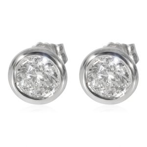 Diamond Bezel Set Stud Earrings in 14K White Gold 102 CTW Louis Vuitton Cosmic PM Vernis Handbag