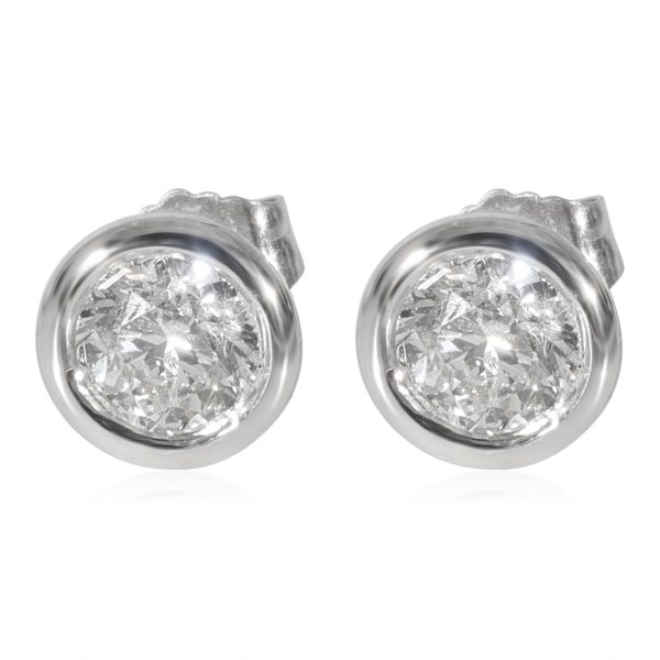 Diamond Bezel Set Stud Earrings in 14K White Gold 102 CTW Diamond Bezel Set Stud Earrings in 14K White Gold 102 CTW