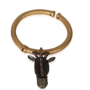 Valentino Mens Open Bangle with Tribal Mask Charm Cart