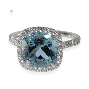 Tiffany Co Soleste Aquamarine Diamond Ring in Platinum Blue 033 CTW TIFFANY Co Tiffany Elsa Peretti Visor Yard Diamond Earrings Diamond 010ct K18YG Yellow Gold