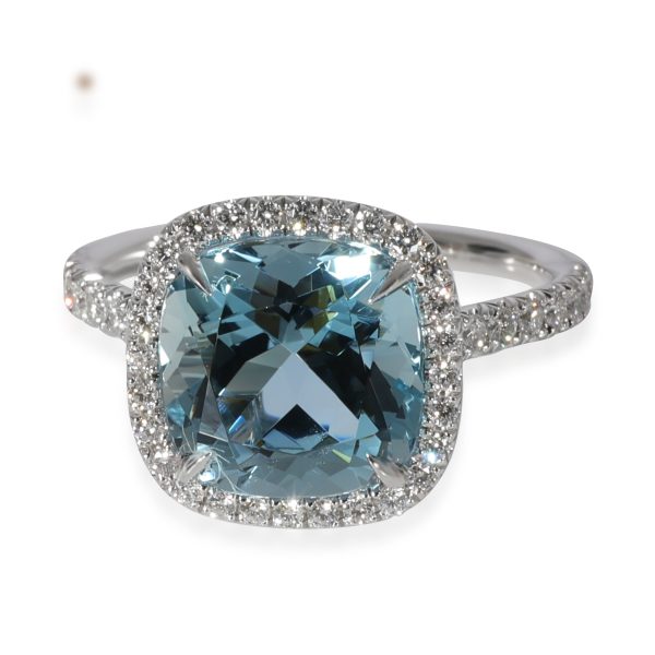 Tiffany Co Soleste Aquamarine Diamond Ring in Platinum Blue 033 CTW Tiffany Co Soleste Aquamarine Diamond Ring in Platinum Blue 033 CTW