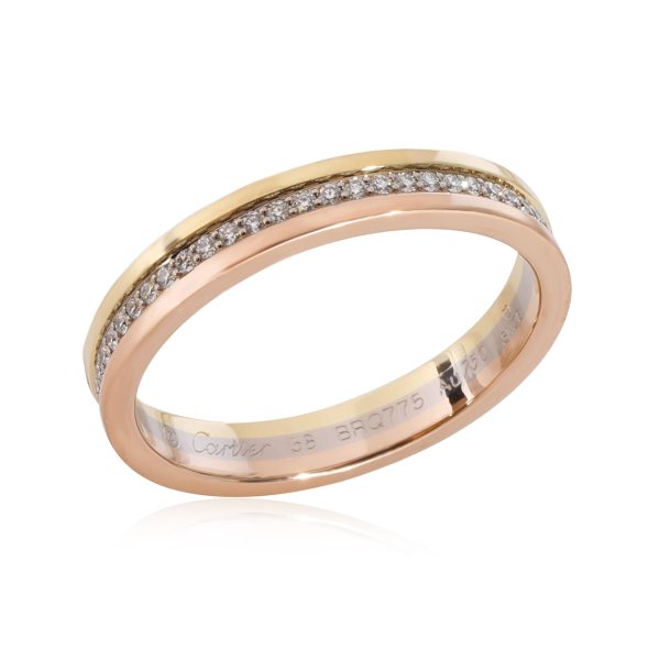 Wedding Band Mixed Cartier Vendome Louis Cartier Wedding Band in 18k 3 Tone Gold 025 CTW