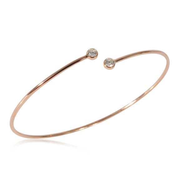 127534 pv Tiffany Co Elsa Peretti Diamond Hoop Single Row Bangle 18k Rose Gold 023 Ctw