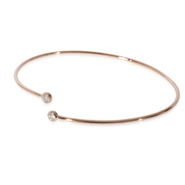 127534 sv Tiffany Co Elsa Peretti Diamond Hoop Single Row Bangle 18k Rose Gold 023 Ctw