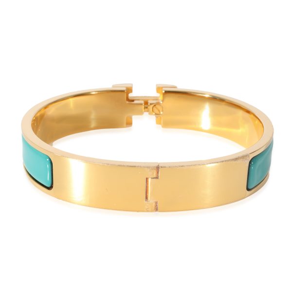 127924 bv 332be1f5 f16a 4198 a09f 5cda0a0afa3a Hermès Turquoise Clic H Bracelet Gold Plated