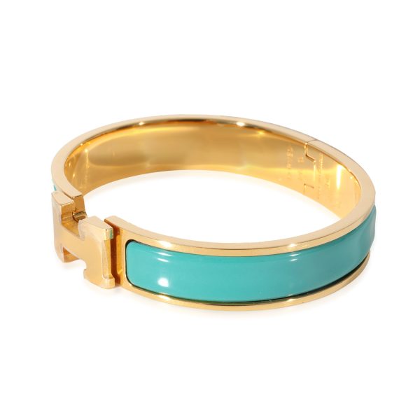 Gold Plated Hermès Turquoise Clic H Bracelet Gold Plated