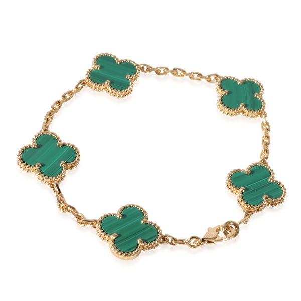 128160 bv Van Cleef Arpels Alhambra Malachite Bracelet in 18k Yellow Gold