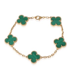 Van Cleef Arpels Alhambra Malachite Bracelet in 18k Yellow Gold Louis Vuitton Mini Bag Shoulder Bag Handbag Monogram Beige