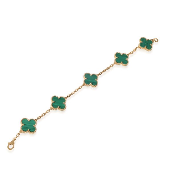 128160 pv Van Cleef Arpels Alhambra Malachite Bracelet in 18k Yellow Gold