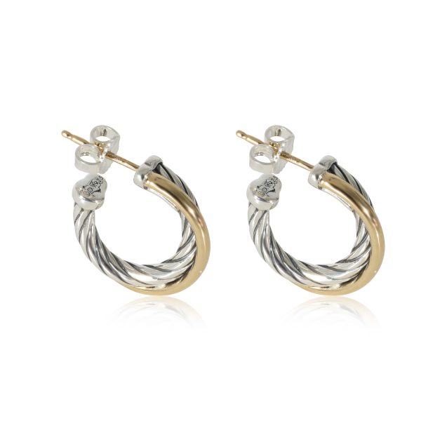 128262 sv b251e43e 2ba3 4551 968c 84787006c373 David Yurman Small Crossover Hoop Earrings in Yellow GoldSterling Silver