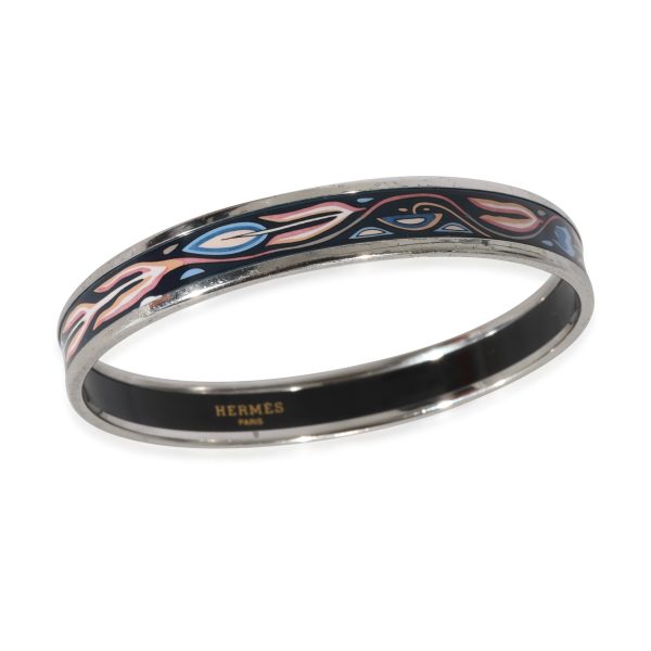 128433 av 3727754e 006c 4446 8e07 c934a1aaa939 Hermès Narrow Enamel Bracelet With Pink Blue Design Palladium Plated 67MM