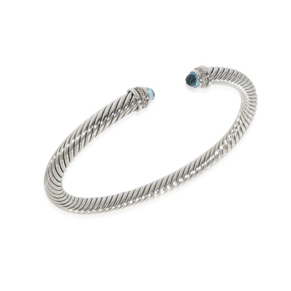 128480 bv 2d95c0bd baf9 4786 89b7 fe868fd801b6 David Yurman Cable Classics Topaz Diamond Bracelet in Sterling Silver Blue