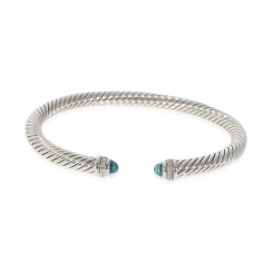 David Yurman Cable Classics Topaz Diamond Bracelet in Sterling Silver Blue Gucci GG pattern wool clutch bag Blue