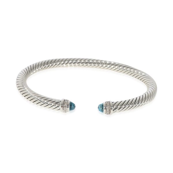 David Yurman Cable Classics Topaz Diamond Bracelet in Sterling Silver Blue David Yurman Cable Classics Topaz Diamond Bracelet in Sterling Silver Blue