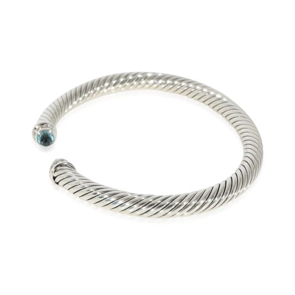 128480 sv 79a8397f f604 4966 9457 920a67bc107d David Yurman Cable Classics Topaz Diamond Bracelet in Sterling Silver Blue