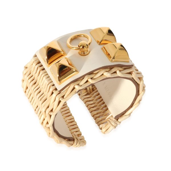 128488 bv 92e8eec2 0432 4672 8e45 c6f49c06d46a Hermes Medor Picnic Cuff Bracelet In Barenia Calfskin Gold Plated