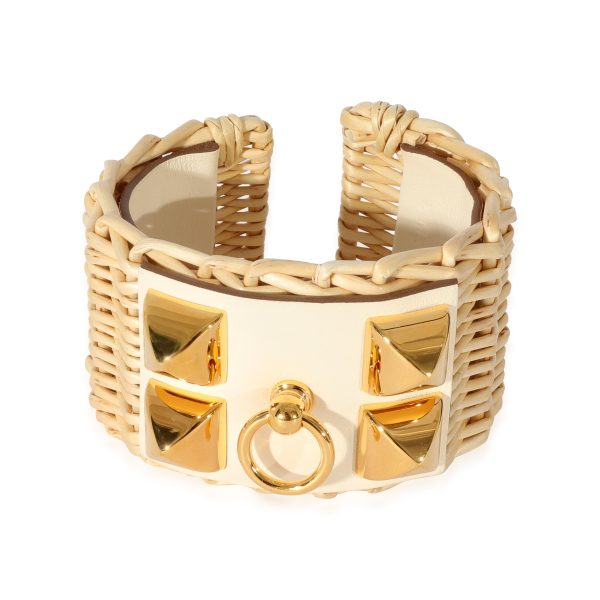 Hermes Medor Picnic Cuff Bracelet In Barenia Calfskin Gold Plated Hermes Medor Picnic Cuff Bracelet In Barenia Calfskin Gold Plated