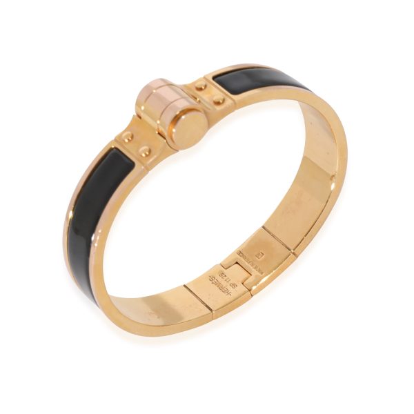 128495 bv 2cc0868e 07cd 4bef bba6 e67b968fde7d Hermes Charnaire Narrow Bracelet In Noir Gold Plated