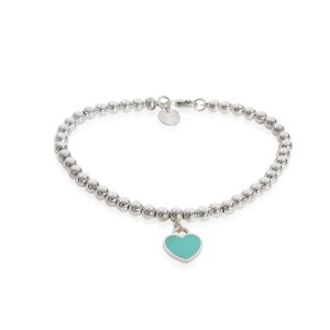 Tiffany Co Return To Tiffany Blue Heart Tag Bead Bracelet in Sterling Silver Cart