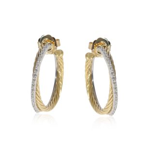 David Yurman Crossover Diamond Hoop Earring in 18k GoldSterling Silver Cartier Sauvage Diamond Dome Ring in 18k Yellow Gold 085 CTW