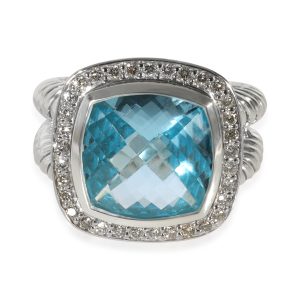 David Yurman Albion Blue Topaz Diamond Ring in Sterling Silver 022 CTW Cartier LOVE Diamond Ring in 18K White Gold 002 CTW