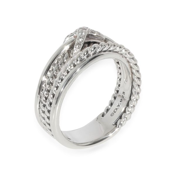 128890 pv 78b3d646 f401 4769 801e cb56fe3d8d36 David Yurman X Crossover Band With Diamonds in Sterling Silver 005 CTW