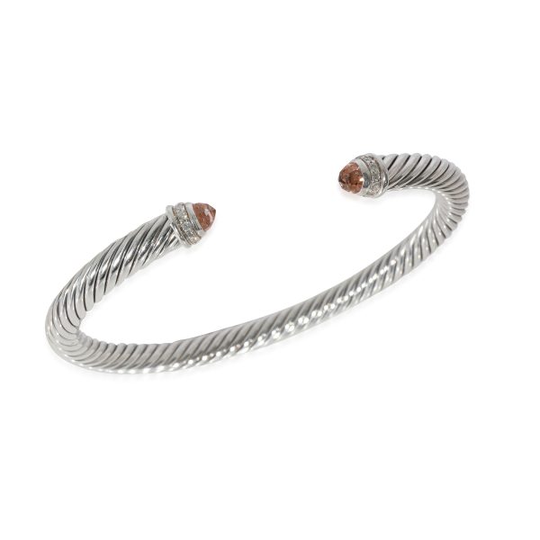 128892 av 00365c11 5f96 4209 b126 68dd1abd5bce David Yurman Cable Classics Morganite Diamond Bracelet Sterling Silver 007Ctw