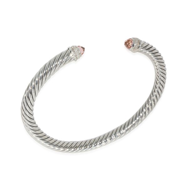 128892 bv 2a06797c fda7 43ce bf65 0481c5fd0c4d David Yurman Cable Classics Morganite Diamond Bracelet Sterling Silver 007Ctw