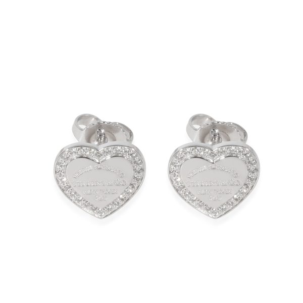 Return To Tiffany Diamond Heart Earrings in 18K White Gold 026 ctw Return To Tiffany Diamond Heart Earrings in 18K White Gold 026 ctw