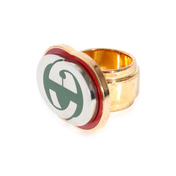 128969 sv de4d2196 6cd6 4d8e a981 e9c6b72c99a8 Gucci GG Red Green Signet Gold Plated Ring