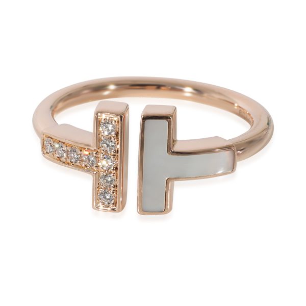 Tiffany T Wire Ring with Diamonds and Mother of Pearl in 18k Rose Gold 007 CTW Tiffany T Wire Ring with Diamonds and Mother of Pearl in 18k Rose Gold 007 CTW