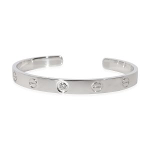 Cartier Love Diamond Cuff Bracelet in 18k White Gold 0.1 CTW