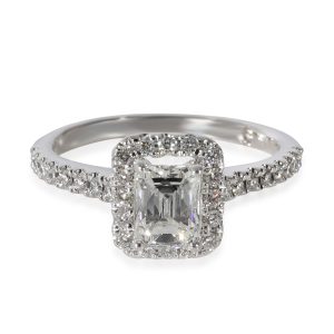 Leo Diamond Emerald Halo Engagement Ring in 14k White Gold H SI2 100 CTW Chanel Long Wallet Coco Mark Caviar Skin Brown