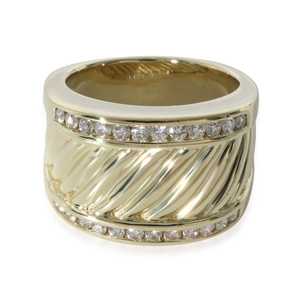 David Yurman Cigar Band with Diamonds in 18k Yellow Gold 048 CTW David Yurman Cigar Band with Diamonds in 18k Yellow Gold 048 CTW