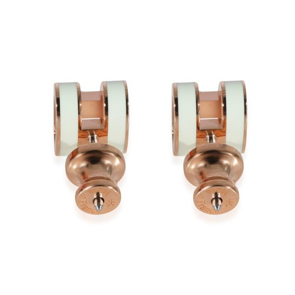 129407 bv Hermes Pop H Mini Earring Blanc Rose Gold Plated