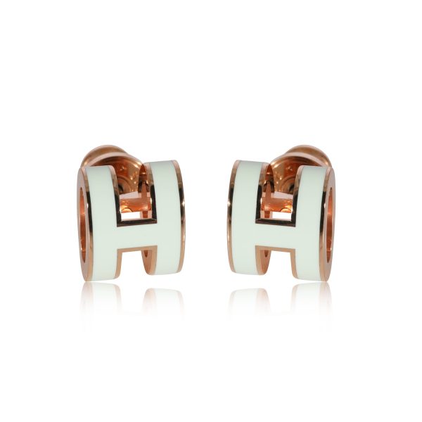 Hermes Pop H Mini Earring Hermes Pop H Mini Earring Blanc Rose Gold Plated