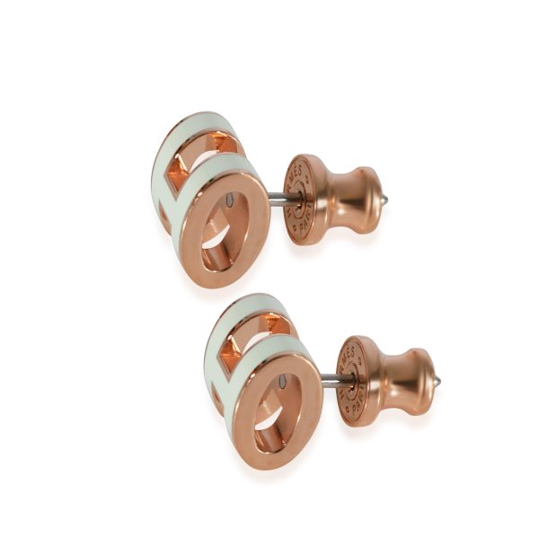 Blanc Rose Gold Plated Hermes Pop H Mini Earring Blanc Rose Gold Plated