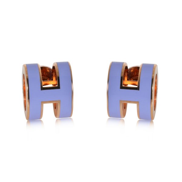 Hermes Pop H Mini Rose Gold Plated Earring Hermes Pop H Mini Rose Gold Plated Earring Purple