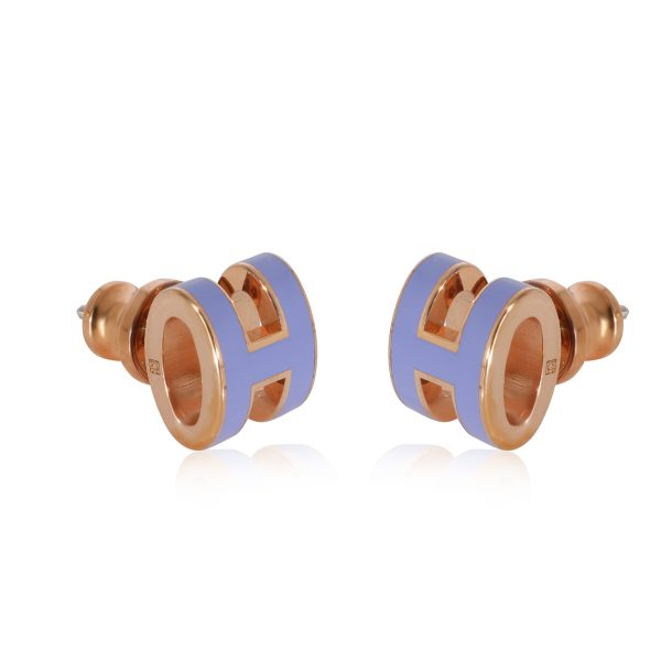 129412 pv 706467da df3b 4b5d a0df 6a02e67c1b18 Hermes Pop H Mini Rose Gold Plated Earring Purple