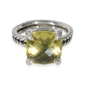 David Yurman Chatelaine Prasiolite Diamond Ring in Sterling Silver 005 CTW Tiffany Co Diamond Cluster Flower Ring in Platinum 050 CT