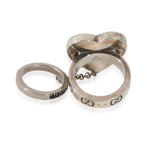 129490 bv Gucci Bosco Orso Heart Chain Cocktail Ring With Spinel in Sterling Silver