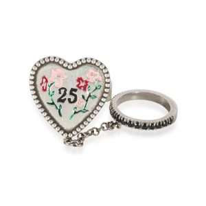 Gucci Bosco Orso Heart Chain Cocktail Ring With Spinel in Sterling Silver Cart