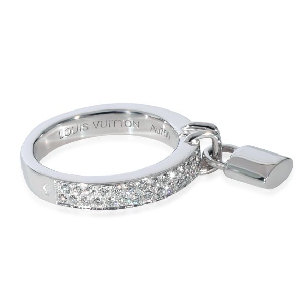 129669 sv Louis Vuitton Lockit Ring in 18k White Gold 040 CTW