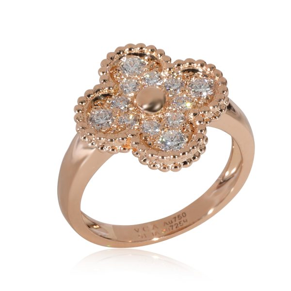 129881 pv b824921b 644e 46a0 9f0a 040066a5ca88 Van Cleef Arpels Vintage Alhambra Diamond Ring in 18k Rose Gold 048 CTW