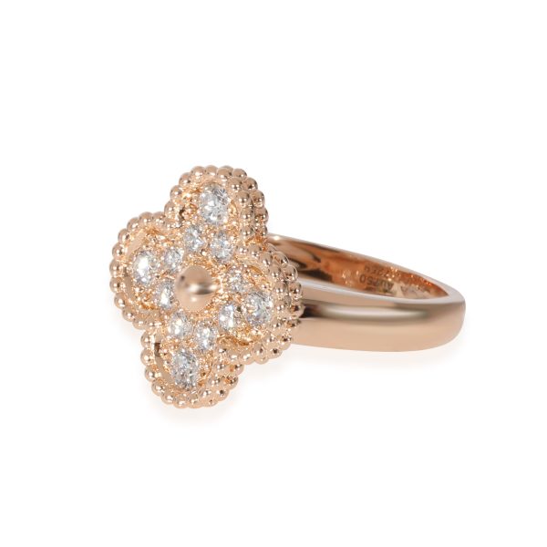 129881 sv 9010d925 9f21 4b2b aceb 0d3ec4c89776 Van Cleef Arpels Vintage Alhambra Diamond Ring in 18k Rose Gold 048 CTW