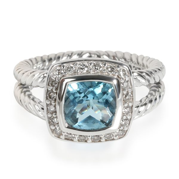 David Yurman Albion Blue Topaz Diamond Ring in Sterling Silver 017 CTW David Yurman Albion Blue Topaz Diamond Ring in Sterling Silver 017 CTW